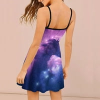 Еднорог галактика Мъглявина облак Женски летни рокли случайни без ръкави регулируема спагети рокля с каишка S-2xl