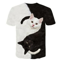 asdoklhq дамски плюс размер върхове клирънс дамски мода 3d котка печат ежедневна тениска лятна тениски с къс ръкав