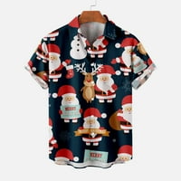 Ризи Meitianfacai за мъже мъже ежедневни копчета плаж Коледа не-позициониращ печат Прекъсване на риза с къс ръкав блуза летни върхове