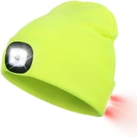 Шапка на Beanie с LED светлина отпред и отзад, USB презареждаща се фара, плетена шапка със светлина за джогинг, къмпинг, колоездене